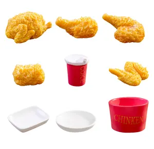 リアルなドリンクドラムスティックチキン脚翼ポップコーンナゲットプレート樹脂お土産食品ミニチュアドールハウスアクセサリー子供遊び