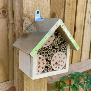 Casa delle api selvatiche insetto casa Bug Hotel con tetto in metallo