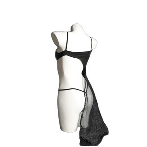 Lingerie sexy pour femmes, combinaison en maille transparente avec bordure en dentelle et détail nœud 8943 - Product Image 4