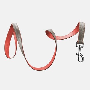 Laisse en cuir fait main gris plomb corail Accessoire pour animaux de compagnie durable Cadeau de marche élégant pour les amoureux des chiens - Product Image 6