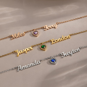 Collier personnalisé Lateefah avec plusieurs noms, cœur en diamant, pierre de naissance rubis, certification CE, cadeau pour la fête des mères - Product Image 4