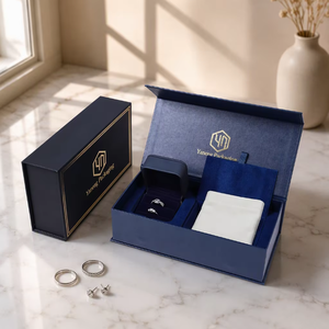 Boîte à bijoux en carton écologique personnalisée avec logo du fournisseur, à fermeture magnétique, pour ranger les bagues, emballage cadeau - Product Image 4