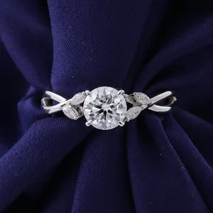 Круглое и маркизное кольцо из муассанита, с бриллиантом 10 к, кольцо в форме цветка из белого золота, уникальный дизайн для влюбленных