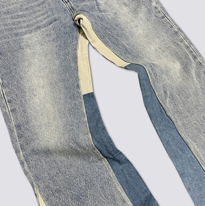 <span class=keywords><strong>Pantalon</strong></span> en jean évasé pour homme, style Y2K, patchwork contrastant, détails effilochés, délavage à la pierre, streetwear hip-hop, jeans pour homme - Product Image 4