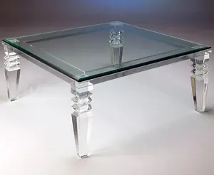 定制玻璃顶部透明亚克力lucite家具餐桌