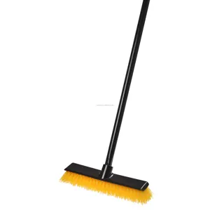 Floor Scrub Brush Heavy Duty Deck Scrubber Stiff Outdoor Yard Brush Garden Broom Sweeper Hard Bristles with Strong Metal Handle
