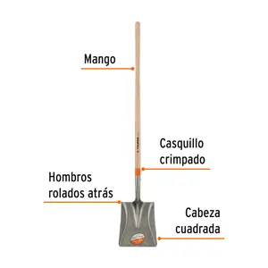 Pala Cuadrada Clásica BOX 3, Mango Largo de 48', TRUPER - Product Image 2