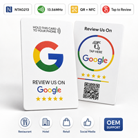 Carte NFC Google Review 13,56 MHz NTAG213 avec code QR, en PVC intelligent, pour avis en tapotant, pour restaurants, hôtels, commerces de détail, réseaux sociaux, OEM