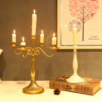 Supports de bougies en métal doré en gros, centres de table décoratifs, chandeliers en laiton pour mariage