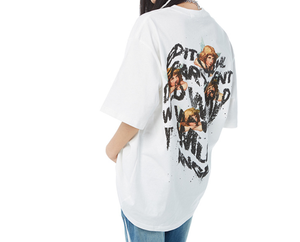 Vendita calda <span class=keywords><strong>T</strong></span>-<span class=keywords><strong>Shirt</strong></span> colore bianco nero alta serie <span class=keywords><strong>T</strong></span>-<span class=keywords><strong>Shirt</strong></span> lettera anteriore Graffiti <span class=keywords><strong>retro</strong></span> disegno angelo Oversize maglietta ampia - Product Image 6