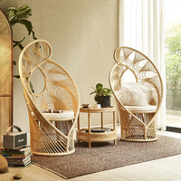 Chaise de salon confortable à dossier haut au design élégant, chaise de jardin en rotin naturel, chaise Phoenix