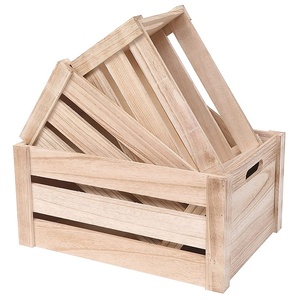 Farmhouse Antique Brown Wooden Crate For Storage, Rustic Decorative Boxes