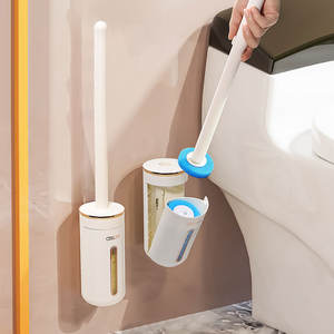 Juego de escobilla y soporte de inodoro desechable de mango largo, escobilla de baño montada en la pared con 8 recambios para Baño - Product Image 4