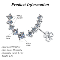 Toptan 0.58ct S925 gümüş küpe yuvarlak kesim moissanit prim kadın gülümseme ark Hoop kulak takı ile