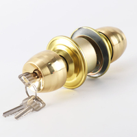 Raccords de meubles antiques en acier inoxydable argent or salle de bains porte en bois bouton rond boule serrure cylindrique avec clé