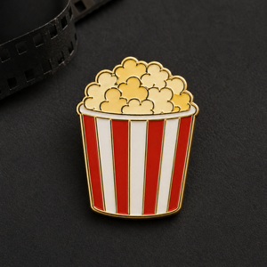 Al por mayor, pines de solapa de metal esmaltados de alta calidad, personalizados con diseño de palomitas de maíz y temática de <span class=keywords><strong>cine</strong></span>, para regalos promocionales de <span class=keywords><strong>cine</strong></span> - Product Image 3