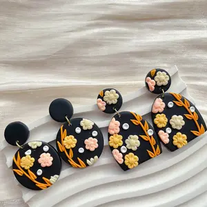 2024 Polymer Clay Cute Earrings Flowery Handmade Polymer Clay Holiday Earrings Polymer Handmade Floral New Earing