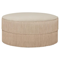 Pouf ottoman rond moderne italien personnalisé en tissu à pompons pour villa, salon, chambre à coucher, repose-pieds de canapé ou pour maquillage
