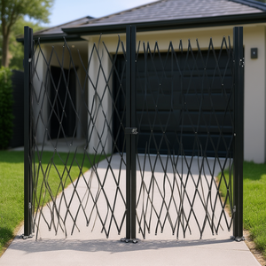 Puerta de seguridad de acordeón de acero plegable doble 7,1 'H X 12,5 'W Expansión flexible Barricada rodante de 360 grados Llaves de puerta de tijera - Product Image 2