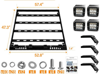 Panier de toit avec barre lumineuse LED pour Jeep Wrangler JL Gladiator JT 2018-2025 JK 07-17 4 portes – Porte-bagages