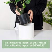 Pot de fleurs cylindrique moderne de 5 à 7 pouces, pots de plantes d'intérieur, drainage robuste, bouchons en caoutchouc amovibles, blanc mat (lot de 2)