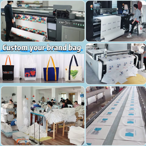 Canvas Bag with logo Casual Style Customized Size <strong>Korean</strong> Printed Embroidered Large Cotton Waxed Plain Canvas Bags With Handles - Product Image 3