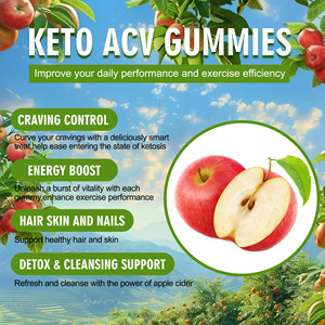 Gummies Keto ACV de haute qualité au vinaigre de cidre de pomme pour la détoxification, le nettoyage, l'augmentation de l'énergie, la suppression de l'appétit et la perte de poids chez l'adulte 100% - Product Image 2