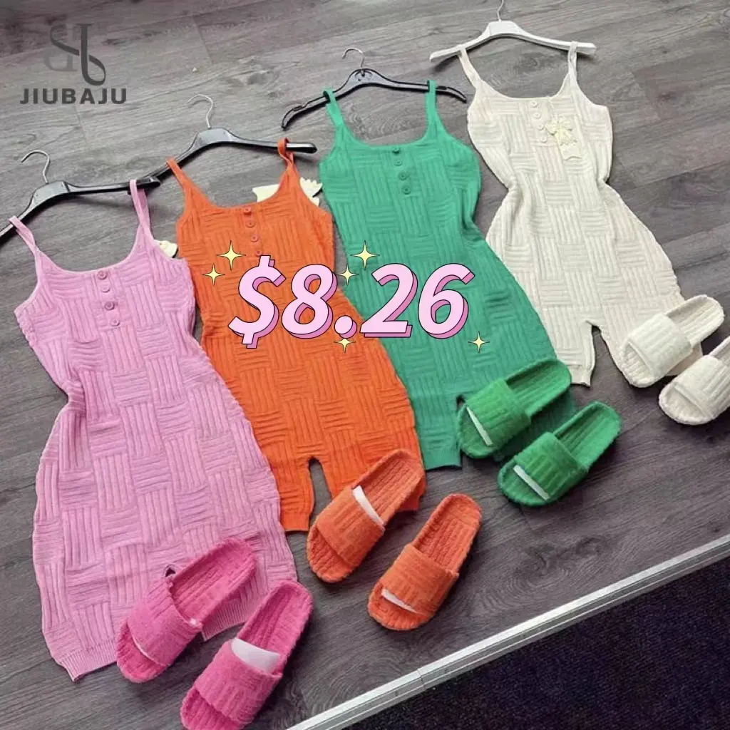 Jiubaju Logo Kustom Baju Monyet Tekstur Handuk Jumpsuit Tanpa Lengan Satu Potong Desain Celana Pendek Seksi Trendi Elegan Wanita