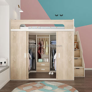 Letto a Soppalco Moderno Salvaspazio con Cabina Armadio e Scala con Vano Portaoggetti, Letto Alto in Legno Personalizzato - Product Image 4