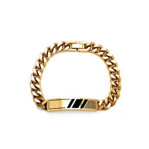 Custom 316l Stainless Steel <b>Men</b> Bracelet Engrave 14k 18k Gold Plated Fashion Chain Link Bracelets <b>for</b> <b>Men</b> - Product Image 5