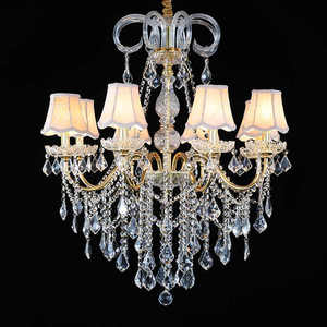Plafonnier en cristal doré français européen lustre en cristal de mariage pour le salon - Product Image 5