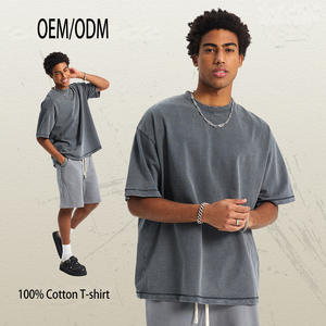 T-shirt de luxe en coton épais de haute qualité pour homme, t-shirt uni personnalisé, t-shirt surdimensionné brodé - Product Image 1