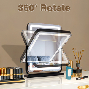 Espejo de Escritorio Cuadrado de 40x47CM con Marco Metálico Plateado, Luz LED de Tres Colores con Brillo Ajustable, Certificado CE - Product Image 5