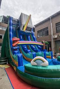 Château gonflable géant commercial pour jardin, grand format, pas cher, avec toboggan aquatique gonflable et piscine, fabriqué par des fabricants - Product Image 4