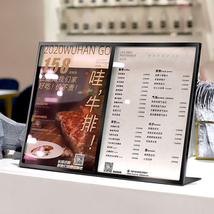 Lindo soporte de exhibición vertical de metal y acrílico para tarjetas de mesa A4, extraíble, para publicidad de menús de bebidas - Product Image 3