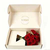 Boîte à fleurs pliable écologique avec logo imprimé personnalisé, emballage double face, boîte d'expédition en carton ondulé avec votre propre logo