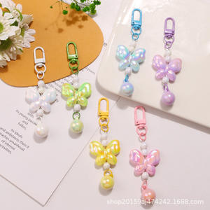 Nuevo colgante de llavero de mariposa de acrílico Chapado en Color degradado, gancho de puerta pintado colorido, decoración bonita para funda de auriculares - Product Image 1