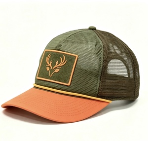 Wholesale Custom Hunting Trucker <b>Hat</b> Mesh <b>Hat</b> With Patch Embroidery Logo Rope Detail Two Tone Outdoor Baseball <b>Cap</b> Snapback <b>Cap</b> - Product Image 3