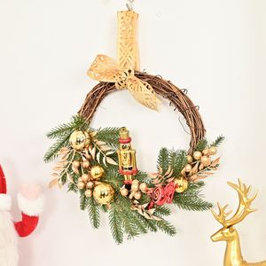 Custom Modern Handmade Plastic <b>Wreath</b> With Christmas Baubles and Withered Branches Door Hanging Indoor Decoration - Product Image 2