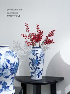 V299 OEM Vase de table artisanal en céramique personnalisé Pot de gingembre Vase en <span class=keywords><strong>porcelaine</strong></span> de <span class=keywords><strong>Delft</strong></span> Vase floral bleu et blanc pour la décoration intérieure - Product Image 3