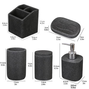 Ensemble d'accessoires de salle de bain <span class=keywords><strong>5</strong></span> pièces avec porte-brosse à dents en résine porte-distributeur de savon coton-tige/tampon/boule conteneur pot - Product Image 6