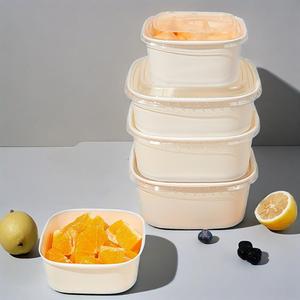 Bol à salade rectangulaire carré jetable personnalisé en papier avec couvercle, qualité alimentaire, pour plats à emporter, sushis et sandwichs - Product Image 3
