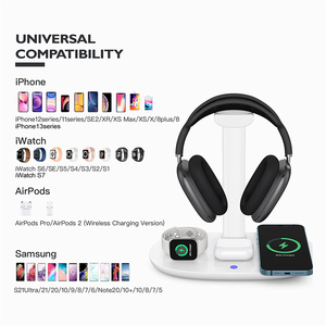 Estación de Carga Inalámbrica 4 en 1 con Soporte para Auriculares, <span class=keywords><strong>Cargador</strong></span> Rápido de 15W para <span class=keywords><strong>iPhone</strong></span>, Watch, AirPods, Base de Escritorio - Product Image 2