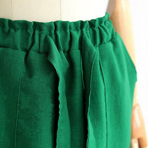 Jupe Midi élégante pour femmes, crayon de bureau, taille élastique, coton, paquet, hanche, nœud, été, automne - Product Image 3