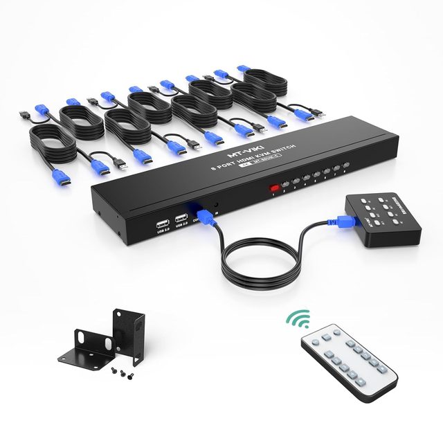 MT-VIKI KVM Switch 8 Port, 8X1 Rackmount KVM Switch HDMI