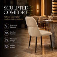 Chaise de salle à manger moderne de luxe en bouclette, rembourrage doux, dossier incurvé, qualité commerciale, mobilier pour hôtel et restaurant