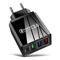 Nouveau chargeur de téléphone portable et d'appareil photo USB Type-C 3 ports, PD 5V 2A QC3.0, charge rapide pour les États-Unis, l'UE et le Royaume-Uni