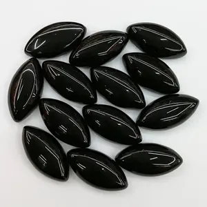 15*30mm Natural Black Obsidian Leaf Shape Cabochons Loose Gemstones Crystal Healing Crafts