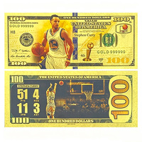 2026 Penjualan Terlaris Bintang Bola Basket AS 30 4 Desain Uang Kertas Berlapis Emas 24K untuk Koleksi