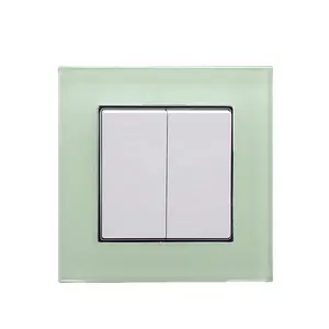 Wholesale Good Quality TUV CB CE Tempered Glass Material European EU Standard 2 Gang 1Way Home Electrical Wall Switch